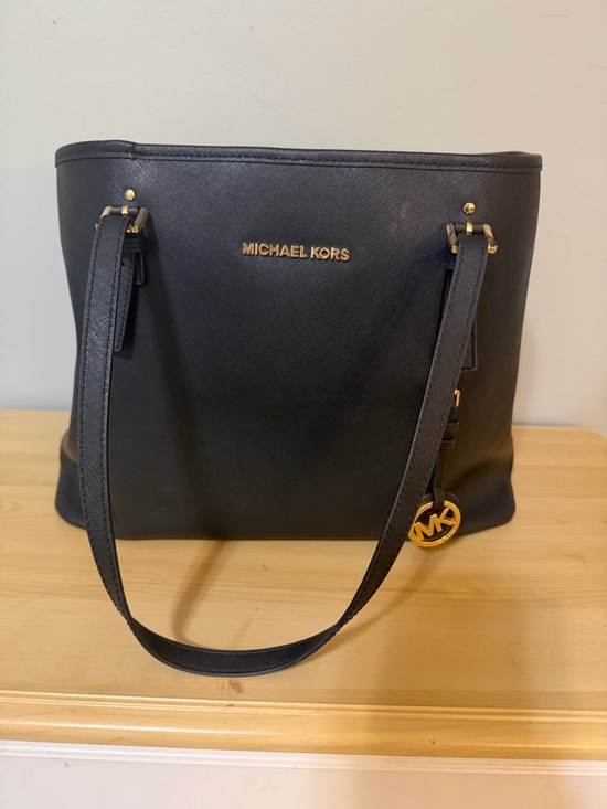 Michael Kors Handbags - Michael Kors Black Saffiano Leather Shoulder Tote with Gold Hardware